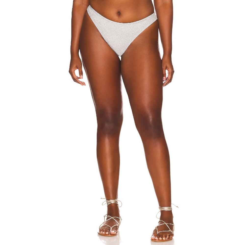 Good American Sparkle Better Bikini Bottom Full Swim Silver Women's X Large Pool